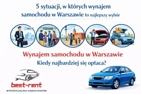 Ranking najlepszych wypożyczalni samochodów w Warszawie: 5 sytuacji, gdy wynajem auta to najlepszy wybór.
