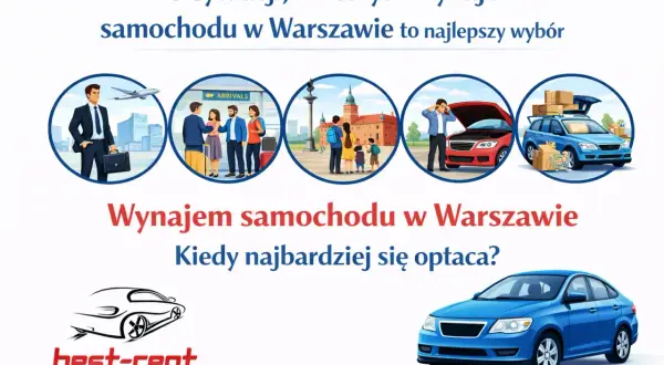 Ranking najlepszych wypożyczalni samochodów w Warszawie: 5 sytuacji, gdy wynajem auta to najlepszy wybór.